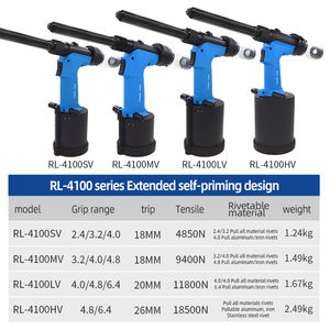Pistola <span class=keywords><strong>Remachadora</strong></span> Neumática Industrial Luoge RL-4100LV <span class=keywords><strong>de</strong></span> Extracción Frontal Totalmente Automática para Remaches Ciegos <span class=keywords><strong>de</strong></span> Acero Inoxidable Estrechos Extendidos - Product Image 2