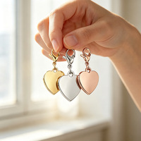 Porte-clés pendentif cœur en acier inoxydable avec fermoir électroplaqué, breloque pour clé de voiture, accessoire de sac