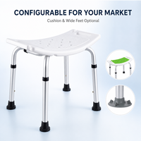 Tabouret de douche incurvé en alliage d'aluminium Simplywalk 136 kg avec support de douche intégré, emballage OEM disponible