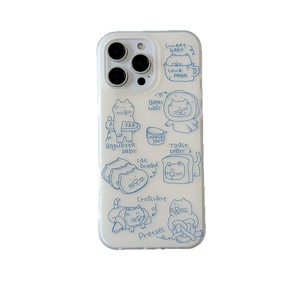 เคสโทรศัพท์ลายแมวโทสต์เส้นสีฟ้าน่ารักแบบสองชั้น เหมาะสำหรับ iPhone 17 ProMax 16 15 14 ป้องกันการตกกระแทก - Product Image 5