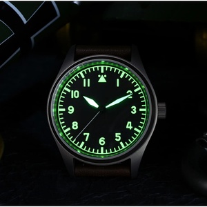 Montre automatique mécanique pour homme San Martin SN030-T Pilot Titanium Vintage, bracelet en cuir, étanche, lumineuse - Product Image 6