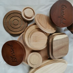Couvercle rond en bois de bambou, hêtre et acacia <span class=keywords><strong>pour</strong></span> bocal de conservation et bouteille en verre, design moderne et simple - Product Image 1