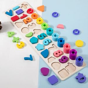 Rompecabezas de Madera con Números y Formas, Bloques de Aprendizaje de Matemáticas, Juguete de Apilamiento, Tablero de Actividades para Niños de 3 Años - Product Image 2