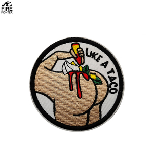 Écusson rond brodé drôle avec motif 'LIKE a TACO', en tissu de qualité 'ASS With Taco', à coudre sur sacs, chapeaux, polos, vestes - Product Image 2