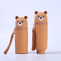 Trousse à crayons en silicone pliable et extensible, style dessin animé, minimaliste et créative, pour étudiants, rangement de fournitures scolaires, support de stylos de bureau en silicone