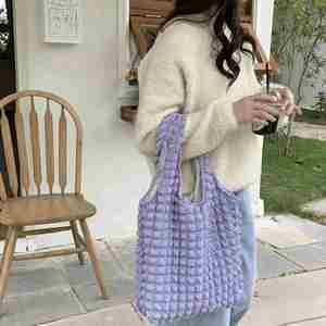 Bolso de Hombro para Estudiante Bestella, Elegante Bolso de Compras con Diseño de Nubes y Flores, Bolso Simple Forrado - Product Image 3