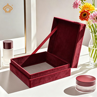 Boîte cadeau en velours, boîte rigide de luxe pour cosmétiques, logo personnalisé en feuille d'or, doublure intérieure personnalisée, finition de surface et accessoires