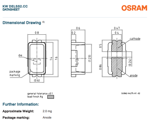 OSRAM STUNE E1608 KW DELSS2.CC 1608 8.22lm 3.2V CRI90 120 Degrés Minuscule Automobile Blanc SMD LED - Product Image 6