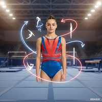 Tenues de gymnastique sans manches pour enfants, bleu royal mystique, en tissu brillant Spandex/Nylon, imprimé numérique, fourniture directe usine