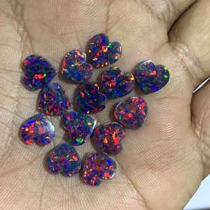 Piedras Sintéticas Creadas en Laboratorio, Ópalo Negro en Forma de Corazón, Gemas Minerales Naturales para Joyería, Multicolor, Tamaños 9mm 14mm 20mm AAAAA - Product Image 3