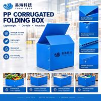 Boîte de rangement en plastique pliable, durable, réutilisable et étanche pour la logistique des produits, l'emballage en entrepôt, boîte de manutention en PP ondulé