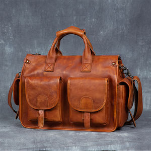 Оптовая продажа: Мужская сумка-мессенджер ручной работы из винтажной кожи Crazy Horse с молнией, большая вместимость, для путешествий - Product Image 4