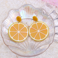 Nieuwe stijl grote oranje citroen knoopsluitingen modieus dagelijks zomerse stijl fruit-geïnspireerd acryl doorschijnend dames