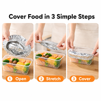 Couvre-aliments jetables en aluminium avec bord élastique, couvercles extensibles pour bols et assiettes, film alimentaire anti-fuite pour la cuisine