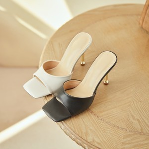 Ciabatte con tacco alto da donna, scarpe casual estive con punta quadrata e tacco sottile, scarpe da donna per banchetti, serate, feste, ufficio. - Product Image 4