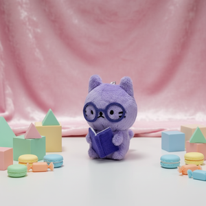 Portachiavi Personalizzato a Forma di Gatto Viola da 10 cm, Simpatico Mini Giocattolo di Peluche a Cartone Animato - Product Image 3
