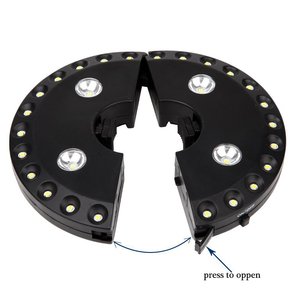 Lámpara LED para Sombrilla de Exterior, 24+4 LED, Lámpara de Camping Desmontable para Balcón y Tienda de Campaña, con Botón de Encendido/Apagado, Luz Blanca y Negra - Product Image 2