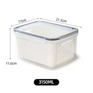Multipurpose Plastic Food Storage Box 2 Layer Drain Basket Kitchen Fruit Vegetable Washing Drying Storage Strainer Basket