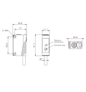 جهاز ليزر أحمر منتشر من AKUSENSE من 20-، مجموعة مربعة قابلة للتعديل من خلال مستشعر كهروضوئي لقطعة العمل - Product Image 2