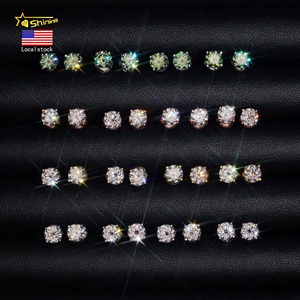 Wholesale Bulk Jewelry 925 Sterling <strong>Silver</strong> Round Cut 5mm Earrings Women <strong>Small</strong> <strong>Studs</strong> for Making Vvs Miossanite Iced Out - Product Image 1