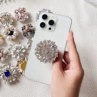 Support de téléphone de bureau adhésif rétractable en plastique, personnalisé, en gros, nouveau, avec strass en cristal et saphir, pour prise de téléphone
