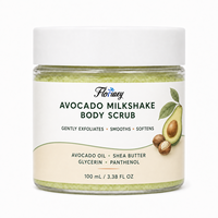 Gommage corporel au lait d'avocat 100 ml, marque privée OEM ODM, hydratant, exfoliant doux pour peaux sèches et rugueuses