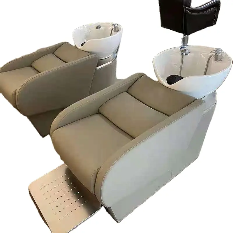 Yicheng salone di bellezza mobili per il lavaggio dei capelli shampoo letto bianco unità massaggio elettrico shampoo sedie con ciotola