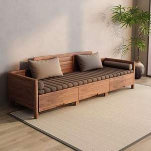 Walnut Wood Solid Wood Daybed <b>Storage</b> <b>Sofa</b> <b>Bed</b> For Living Room Study Modern Minimalist Design - Product Image 1