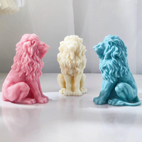 Moule à bougie en silicone en forme de lion 3D, moule animal, moule à cire fait à la main, fournitures d'artisanat