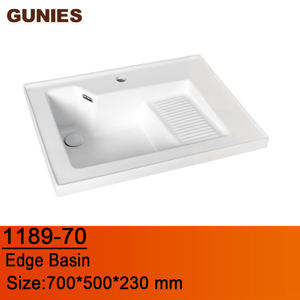 Design moderne Lavabo <span class=keywords><strong>gauche</strong></span> Lavabo de toilette en céramique blanche Lavabo facile à nettoyer Lavage des mains Armoire à laver Lavabo monotrou - Product Image 2