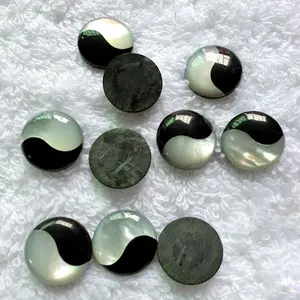 Natural Black Onyx And Mother Of Pearl Mosaic Stone For Cufflinks