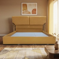 Lit double en bois massif de luxe moderne avec tête de lit en cuir, taille King, pour appartement, hôtel et villa