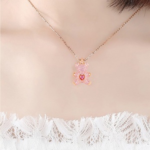 Collar de Plata de Ley 925 con Oso de Peluche y Corona, Joyería Linda con Dijes de Circonita, Regalo de Cumpleaños, Directo de Fábrica - Product Image 5