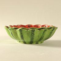 Assiette à pétales de pastèque peinte à la main Jiutian, motif végétal sous glaçure, passe au micro-ondes, style frais, pour fruits et collations