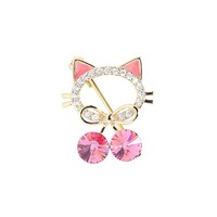 Broche YHY mignonne en forme de chat et de cerise, anti-reflet, en alliage plaqué, pour col de chemise, costume ou manteau, accessoires pour femme
