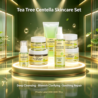 Kit de Soins Visage Bio Personnalisé à l'Arbre à Thé et Centella pour Peaux à Tendance Acnéique, Nettoyage Profond et Clarifiant, 7 Pièces