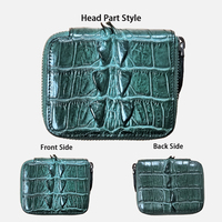 Dompet Kulit Buaya Asli Mewah Custom untuk Pria Wanita, Dompet Pendek dengan Resleting, Tempat Kartu dan Uang Koin