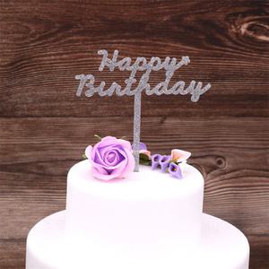Acrilico buon compleanno Glitter Gold <span class=keywords><strong>Cake</strong></span> <span class=keywords><strong>Topper</strong></span> parola DIY Logo per la festa degli amici Premium promozionale per feste - Product Image 2
