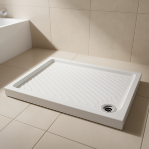 Plato de Ducha Rectangular Dolomite Gemma Cerámica 70 x 100 cm, Altura 7 cm, con Ranuras de Drenaje para Instalación en Bañera - Product Image 3