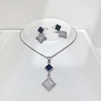 Parure de bijoux de luxe pour femme en argent 925, avec collier et boucles d'oreilles en forme de poire, zircon géométrique en forme de cœur, pour mariage