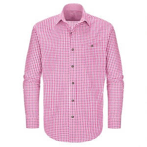 Chemises habillées bavaroises pour hommes à manches longues, rose et blanc, pour l'Oktoberfest, prix raisonnable, service OEM - Product Image 1