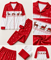 Ensemble de pyjamas de Noël à imprimé flocons de neige et rennes - Vêtements de nuit pour femmes et pyjamas de Noël en famille pour les fêtes de 2026