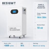 Batería de Pared o de Pie LiFePO4 de 51.2V, 16kWh, 20kWh, 32kWh, Almacenamiento de Energía de 10KW, CAN RS485 para Sistema Solar Doméstico