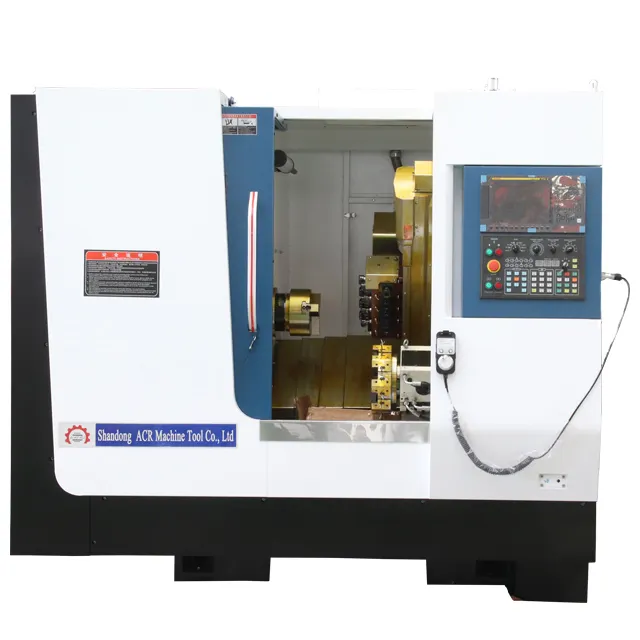 4 + 4 Điện Đầu 8 Trạm Thủy Lực Tháp Pháo Tck46d-8 CNC Máy Tiện Máy Tiện CNC Trung Tâm Chuyển