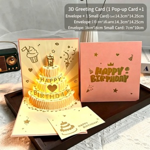 Carte d'<span class=keywords><strong>anniversaire</strong></span> 3D pop-up, avec lumière et <span class=keywords><strong>chanson</strong></span> en option, parfumée, multicolore avec enveloppe et message. - Product Image 3