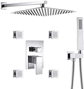 Cuarto de baño de cromo Sistema de ducha 12 pulgadas de lluvia ducha con Spray de cuerpo y de ducha - Product Image 1