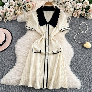 Vestito <span class=keywords><strong>in</strong></span> <span class=keywords><strong>maglia</strong></span> a 4 colori da donna a manica corta Mini <span class=keywords><strong>abito</strong></span> da donna taglia unica - Product Image 3