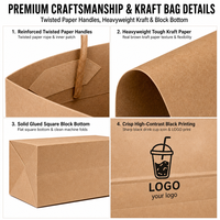 Sacs de courses en papier kraft brun avec logo personnalisé, sacs de transport pour aliments et boissons en gros avec poignée en papier torsadé