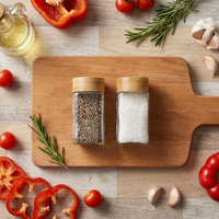 Support de rangement pour épices en verre carré de cuisine avec bouchons en bambou naturel, récipient à condiments