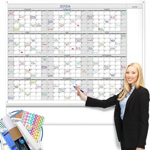 <span class=keywords><strong>Calendrier</strong></span> mural effaçable à sec Jumbo, 12 mois, laminé, 46x63 pouces, planificateur familial, non daté, réutilisable - Product Image 1